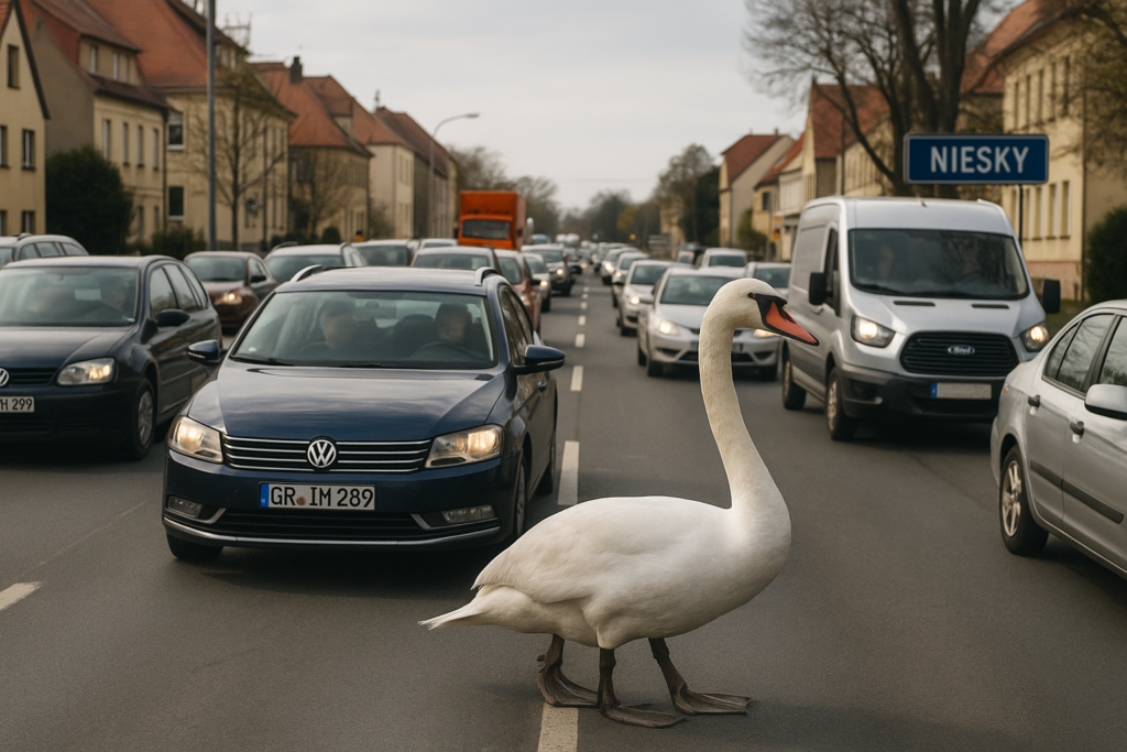 🦢 Schwan sorgt für stundenlange Verkehrsbehinderung in Niesky