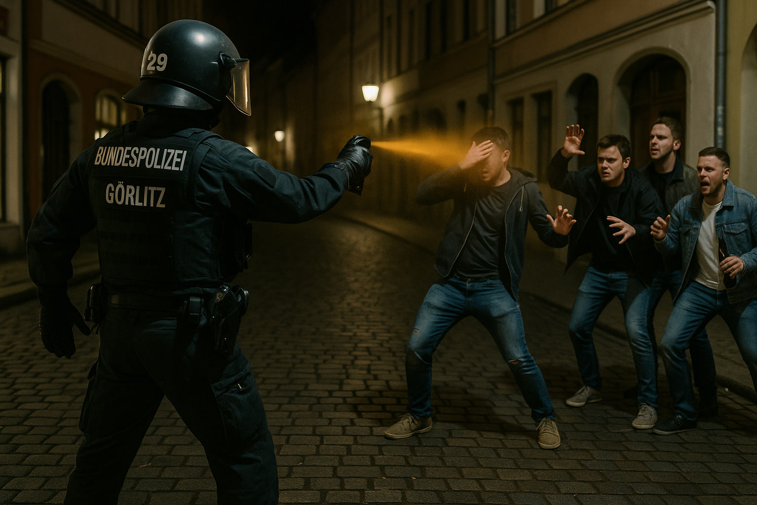 🚨 Angriff auf Bundespolizei in Görlitz: Pfefferspray stoppt alkoholisierte Gruppe