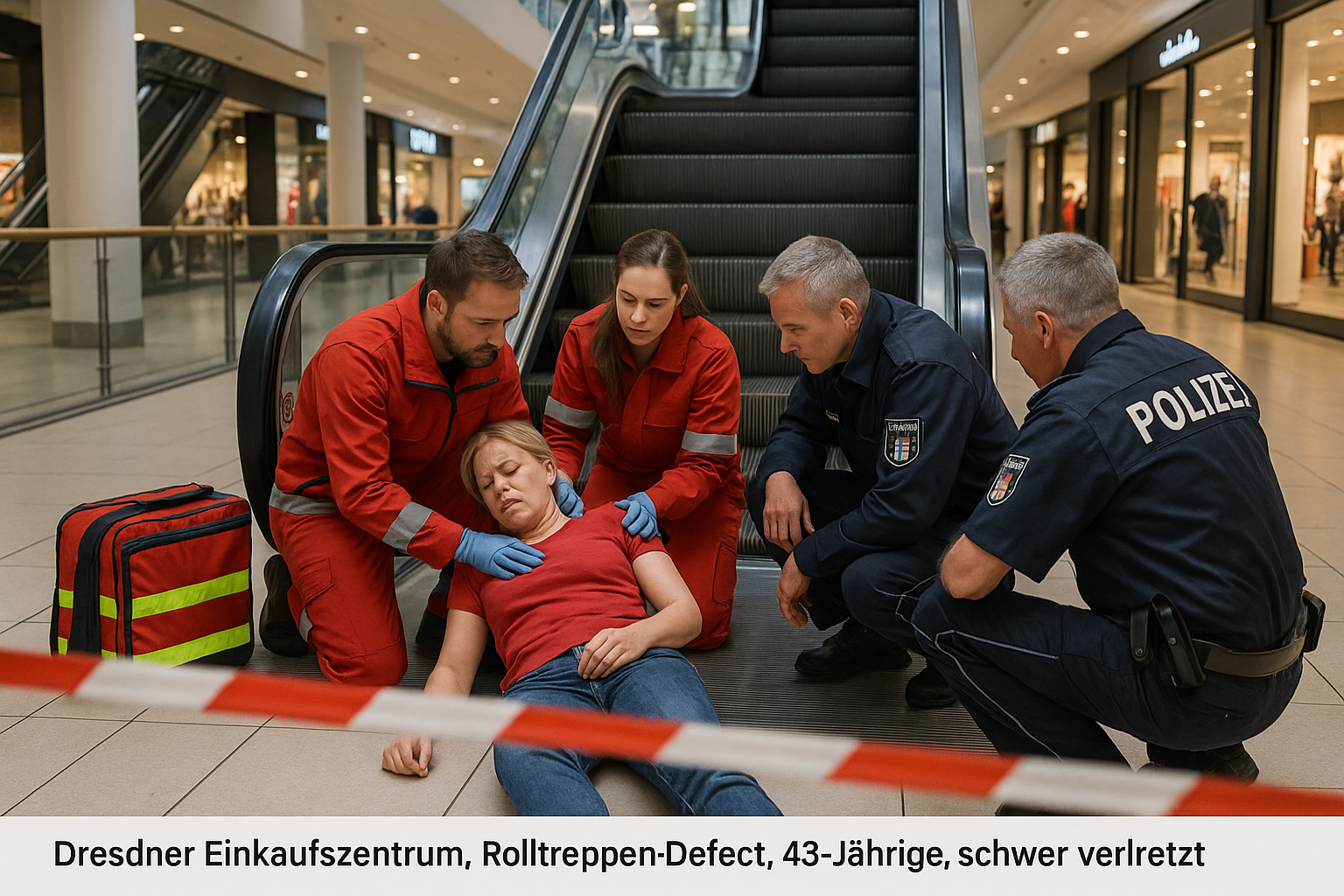 ⚠️ Rolltreppen-Defekt im Dresdner Einkaufszentrum: 43-Jährige schwer verletzt