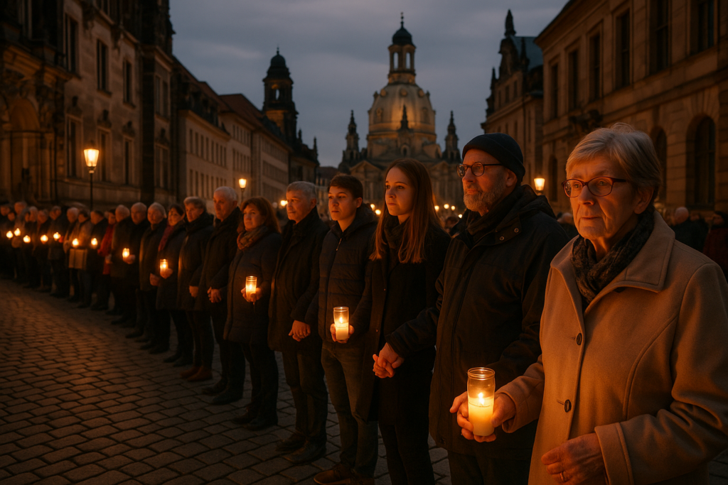 🕯️ Dresdner Menschenkette gedenkt Bombennacht – Mahnung und Versöhnung