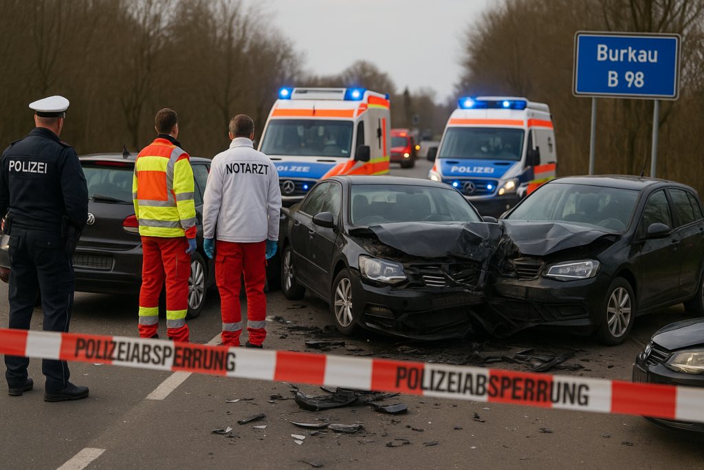 🚨 Kettenauffahrunfall auf der B 98 bei Burkau: Zwei Verletzte und 50.000 Euro Schaden