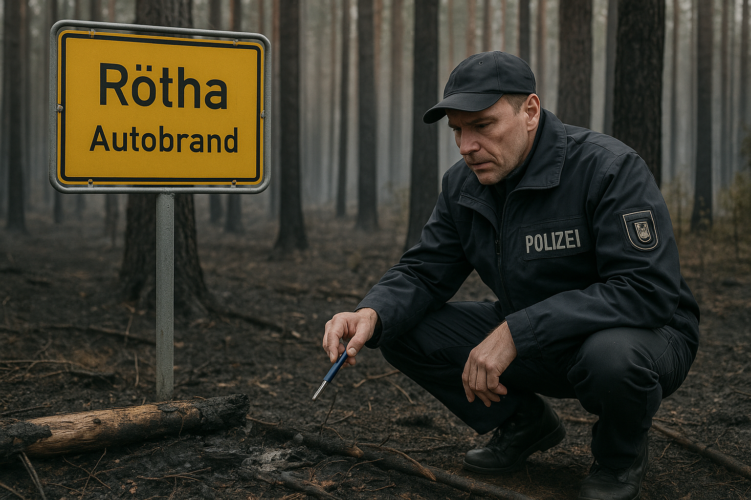 🚔 Rätselhafter Autobrand bei Rötha: Ermittler prüfen Brandstiftung im Wald