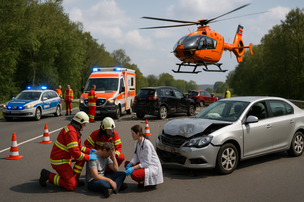 🚧 Mehrfachkollision auf S 148 nahe Ebersbach: Drei Verletzte, Hubschrauber angefordert