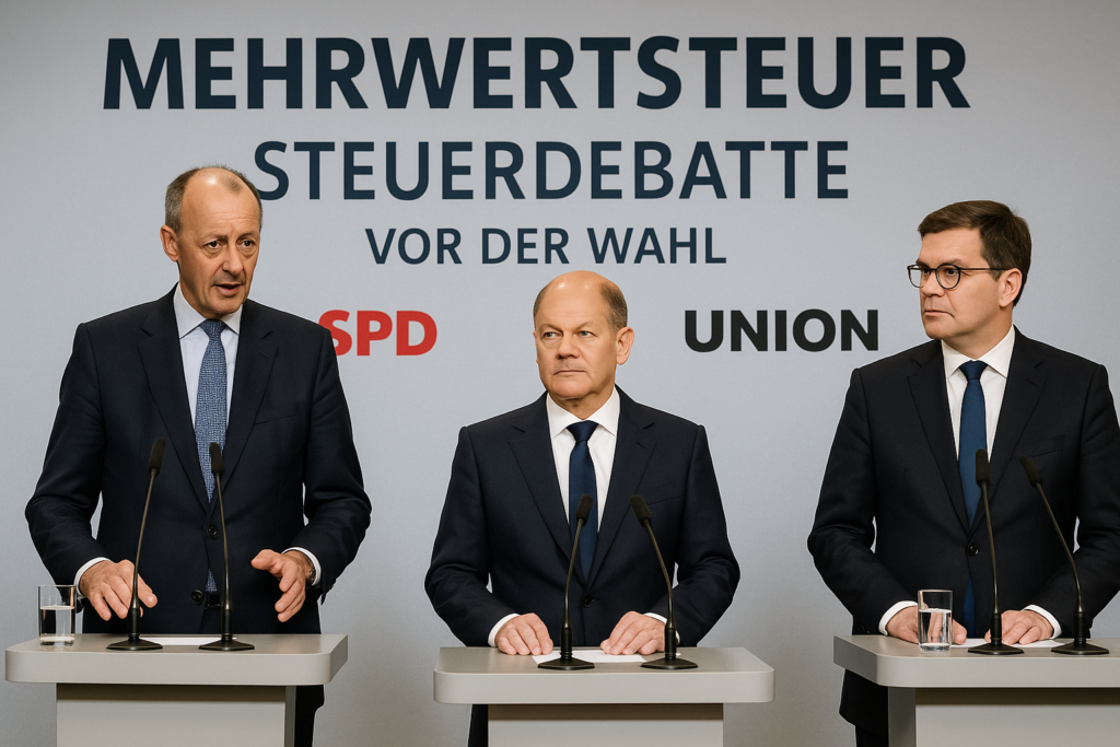 💶 Steuerdebatte vor der Wahl: Merz lässt Spielraum bei Mehrwertsteuer – SPD warnt, Union beschwichtigt