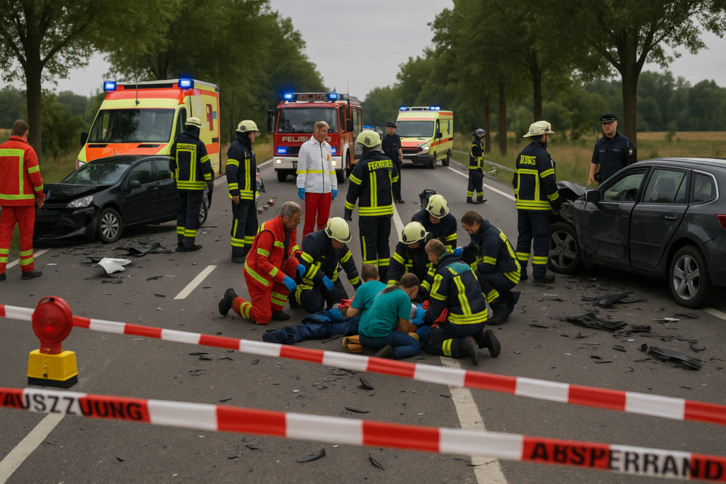 🚨 Drei Fahrzeuge kollidieren auf der S112 bei Weißenberg – neun Verletzte und Vollsperrung