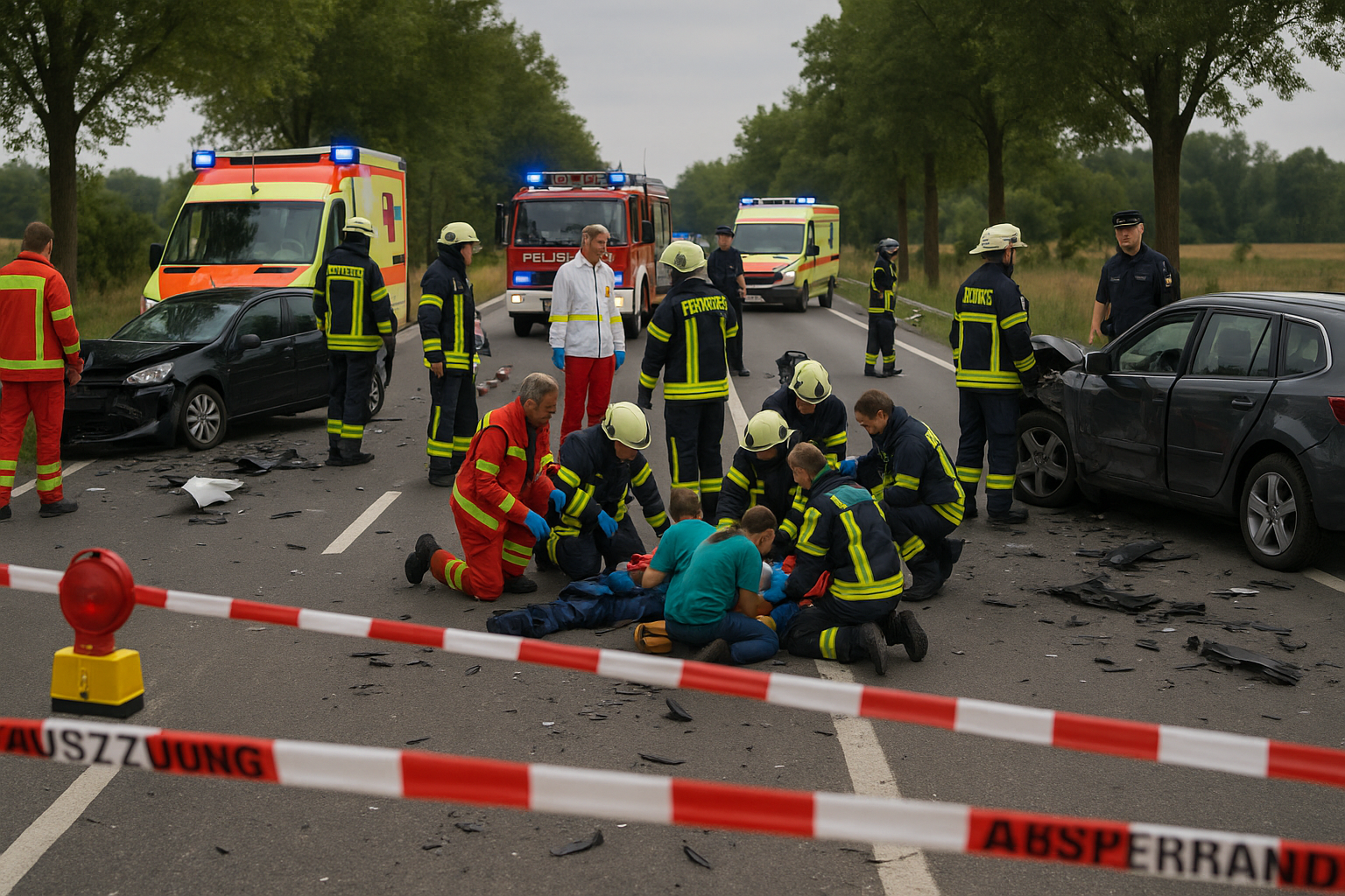 🚨 Drei Fahrzeuge kollidieren auf der S112 bei Weißenberg – neun Verletzte und Vollsperrung