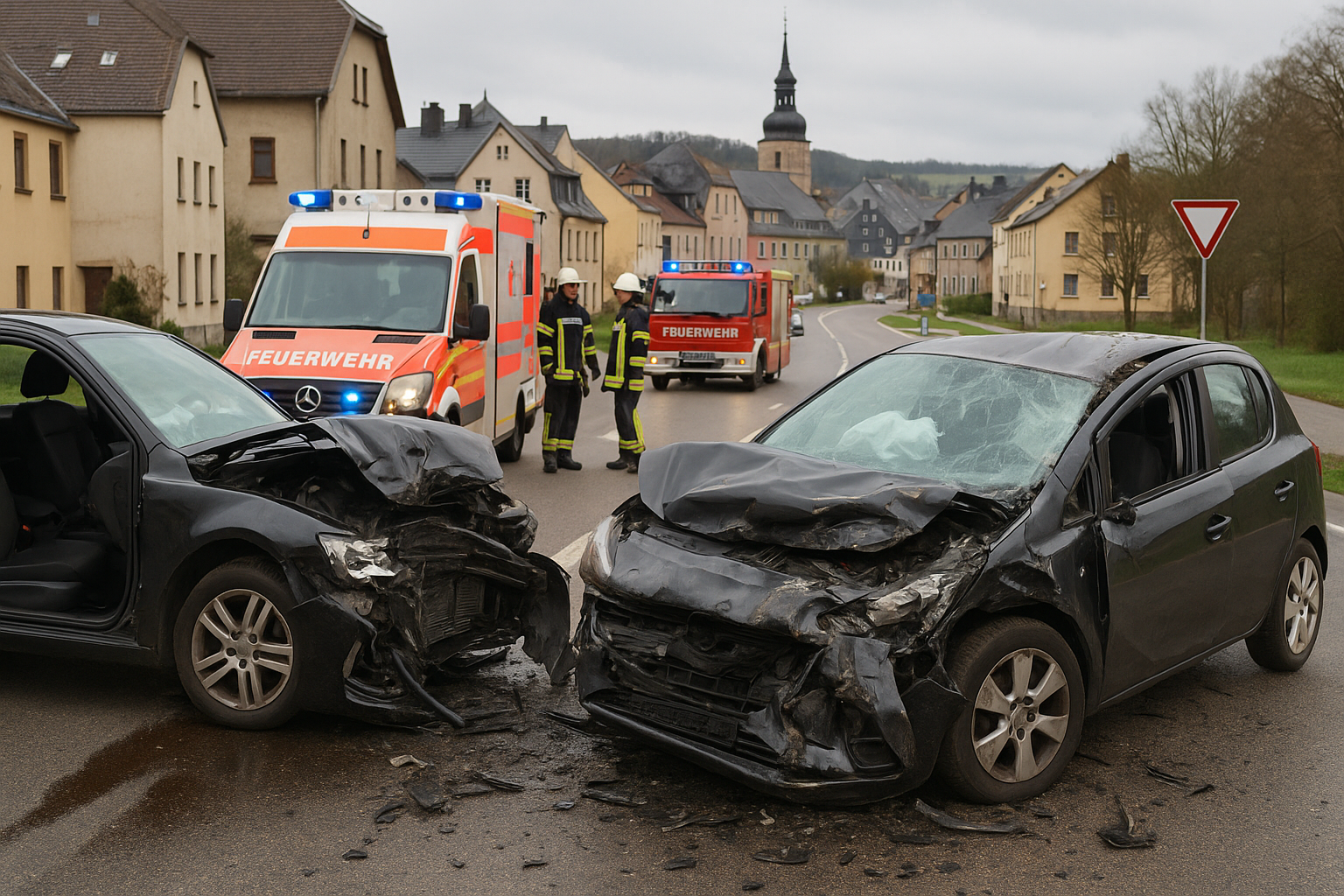 ⚠️ Kollision in Zwönitz: Drei Schwerverletzte nach Schleudermanöver im Erzgebirge