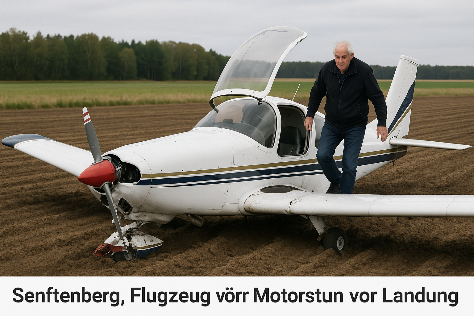 🛩️ Motorstörung vor Landung: 68-Jähriger übersteht Absturz nahe Senftenberg unverletzt