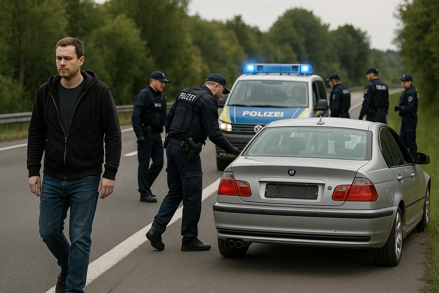 🚨 A4-Grenzstopp bei Ludwigsdorf: Bundespolizei stellt BMW 318 sicher – Fahrer setzt Weg zu Fuß fort