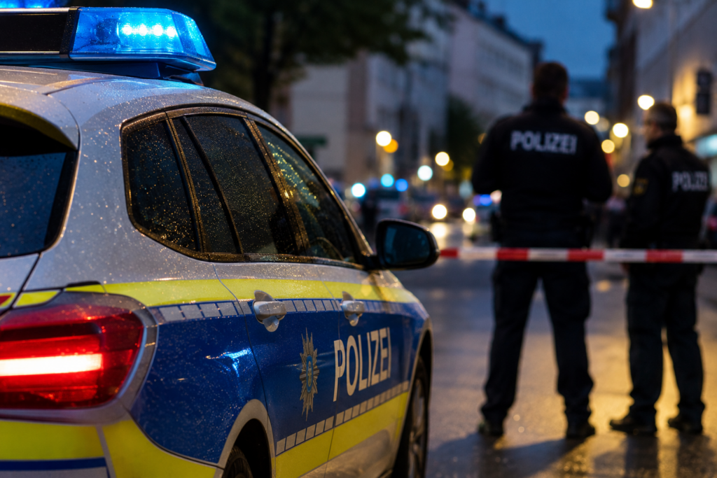 Polizeiauto bei Einsatz nach Raub unter Jugendlichen in Schirgiswalde-Kirschau