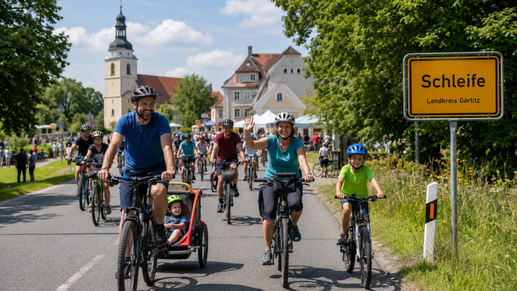 Radfahrer bei der Sternradfahrt nach Schleife im Landkreis Görlitz