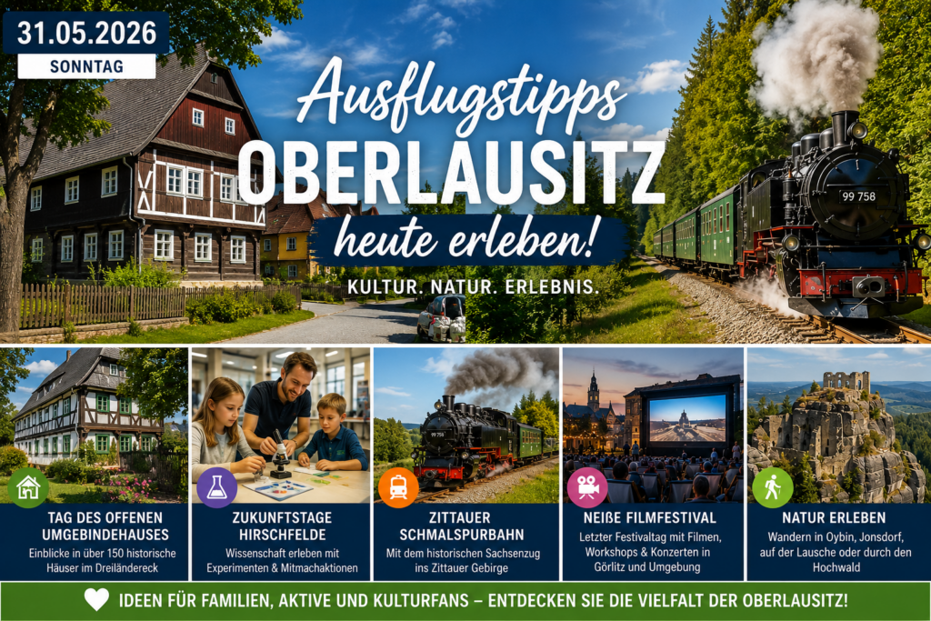 Ausflugstipps für die Oberlausitz mit Umgebindehäusern, Zittauer Schmalspurbahn, Zukunftstagen Hirschfelde und Natur im Zittauer Gebirge