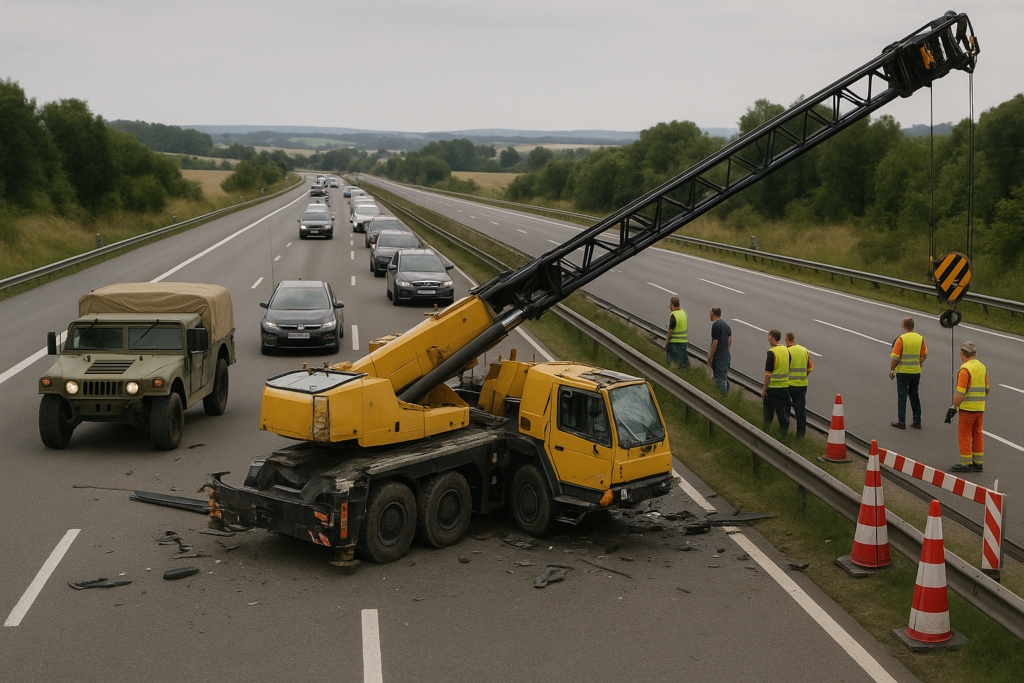 ⚠️ Kran-Crash auf der A4: US-Armee-Fahrzeug legt Verkehr bei Frankenberg stundenlang lahm