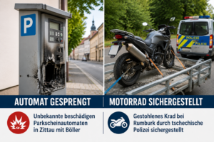Polizeimeldung aus Zittau zu beschädigtem Parkscheinautomaten und gestohlenem Motorrad