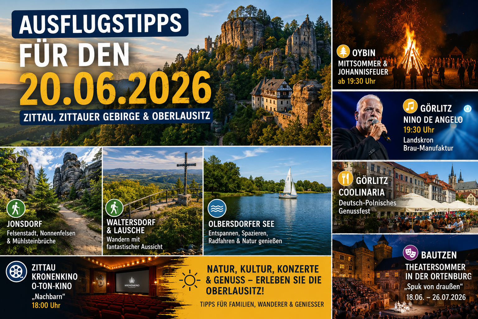 Ausflugstipps für den 20.06.2026: Was am Samstag in Zittau, im Zittauer Gebirge und der Oberlausitz los ist