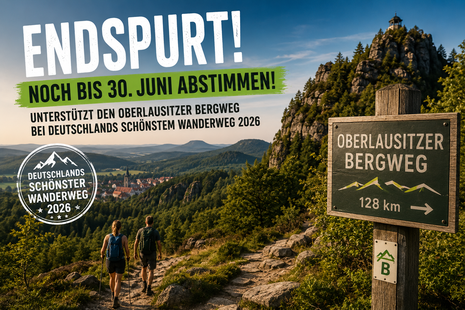 Oberlausitzer Bergweg im Zittauer Gebirge als Kandidat für Deutschlands schönsten Wanderweg 2026