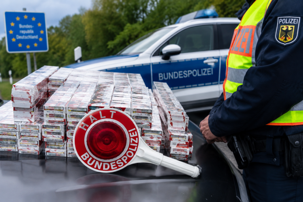 Bundespolizei kontrolliert Fahrzeug auf der B 178n bei Zittau