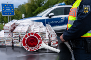 Bundespolizei kontrolliert Fahrzeug auf der B 178n bei Zittau