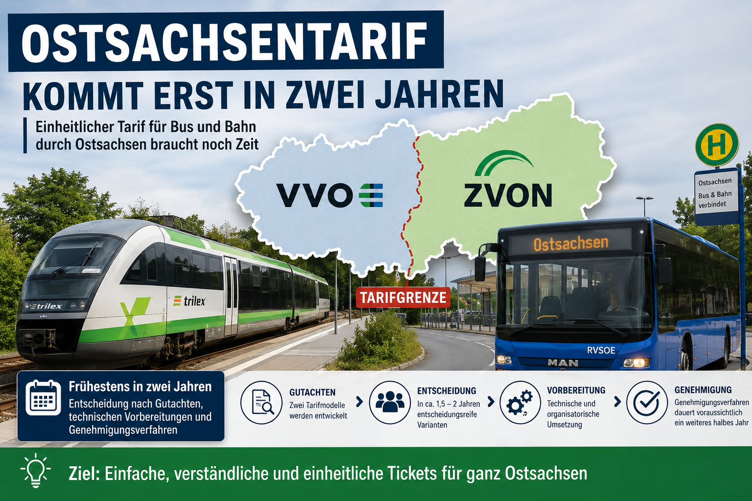 Ostsachsentarif kommt frühestens in zwei Jahren: Einheitlicher Tarif für Bus und Bahn braucht noch Zeit