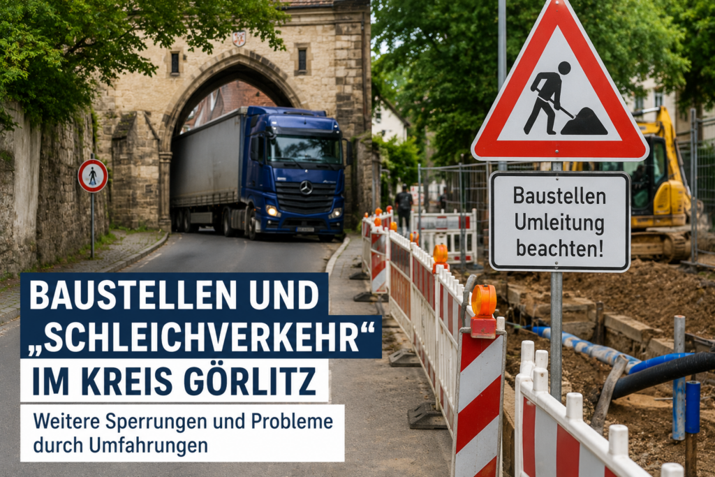Baustellen und Schleichverkehr im Kreis Görlitz sorgen im Sommer 2026 für Verkehrsprobleme
