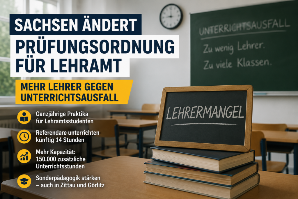 Leeres Klassenzimmer in Sachsen als Symbol für Unterrichtsausfall und Lehrermangel
