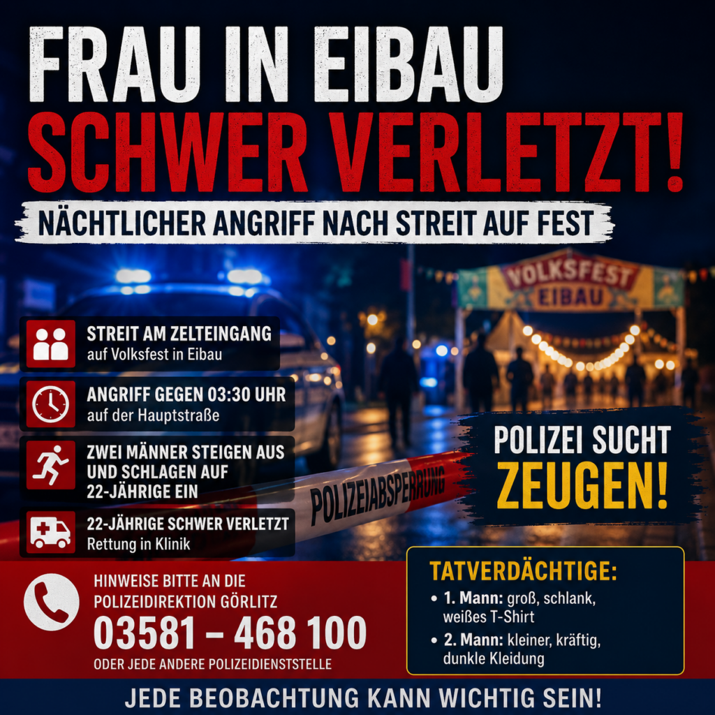 Frau in Eibau schwer verletzt Polizei sucht Zeugen nach nächtlichem Angriff