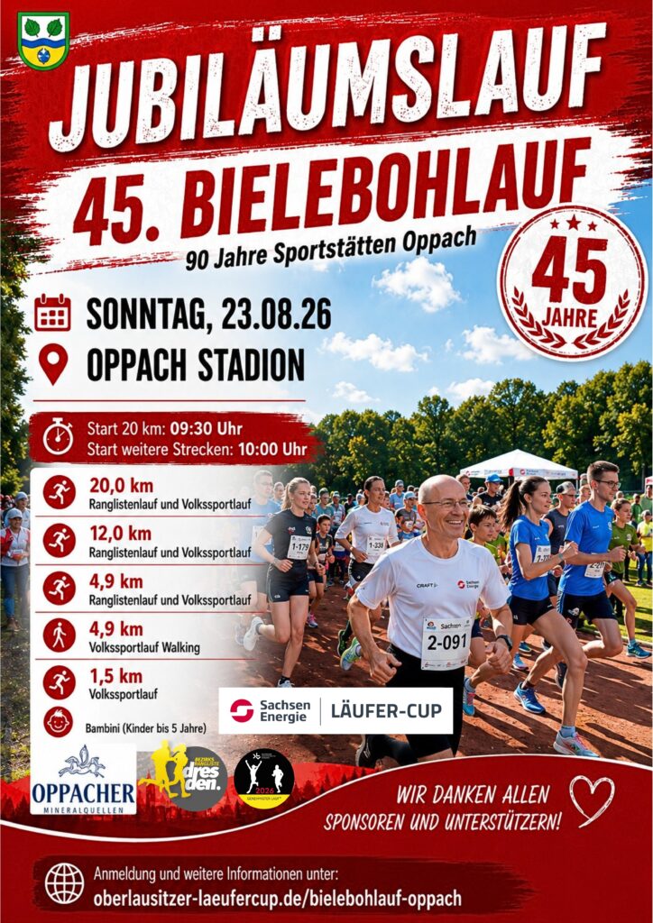Plakat zum 45. Bielebohlauf 2026 im Oppacher Stadion