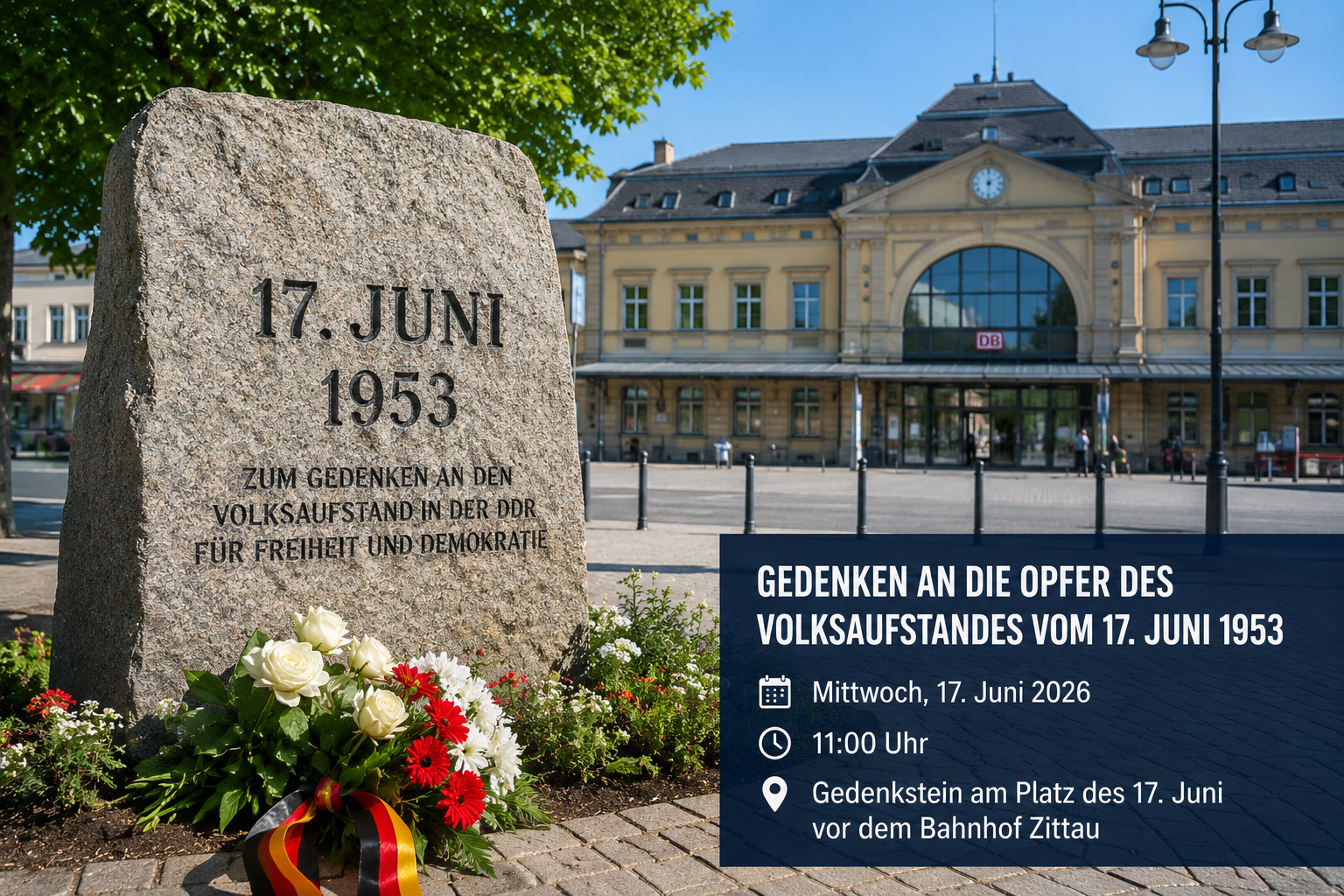 Gedenkstein am Platz des 17. Juni in Zittau zur Erinnerung an den Volksaufstand von 1953