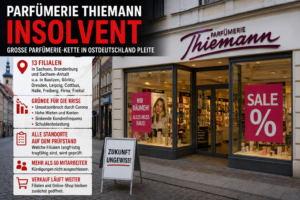 Geschlossene Parfümerie-Filiale in einer ostdeutschen Innenstadt
