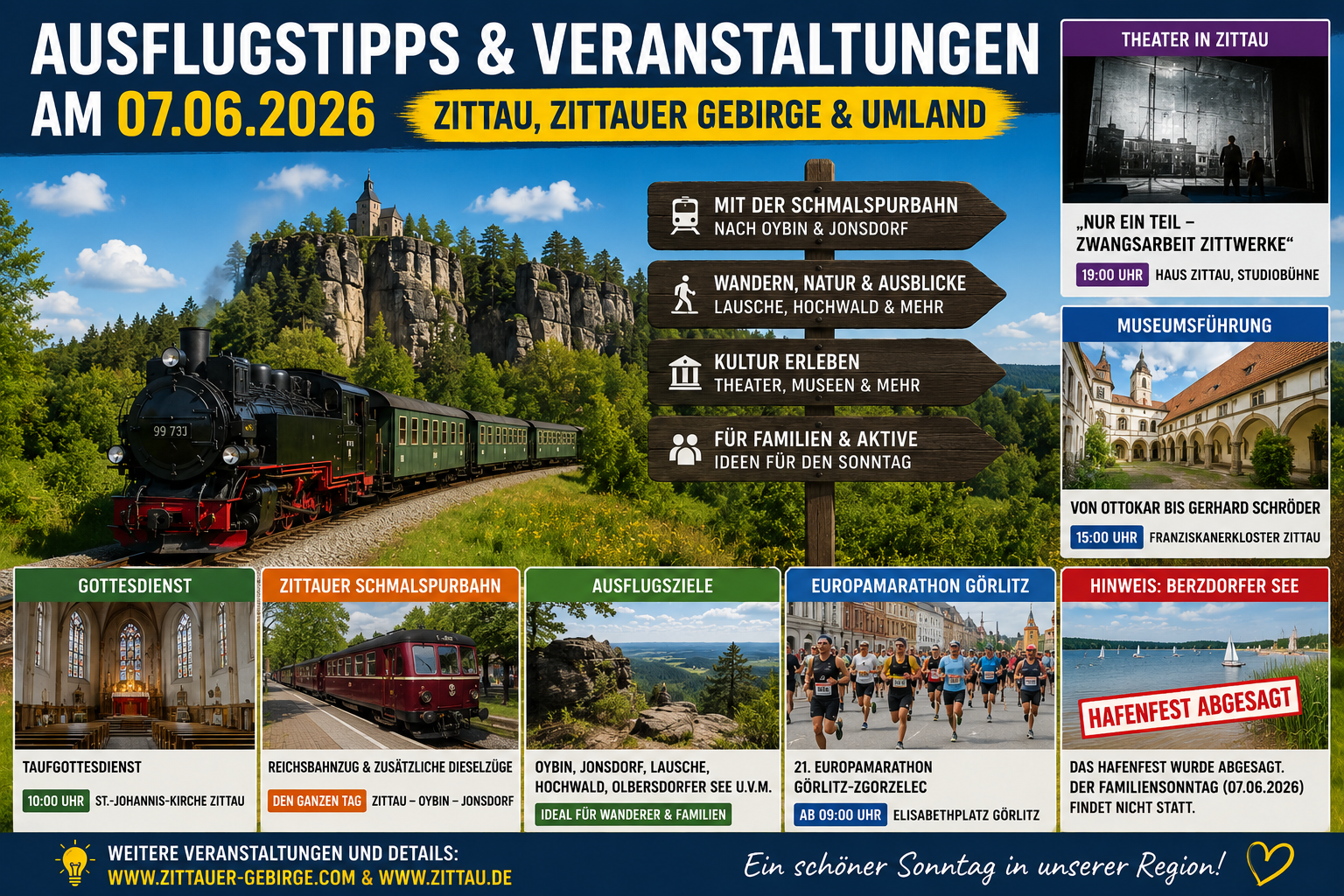 Ausflug im Zittauer Gebirge mit Schmalspurbahn, Oybin und Wanderwegen