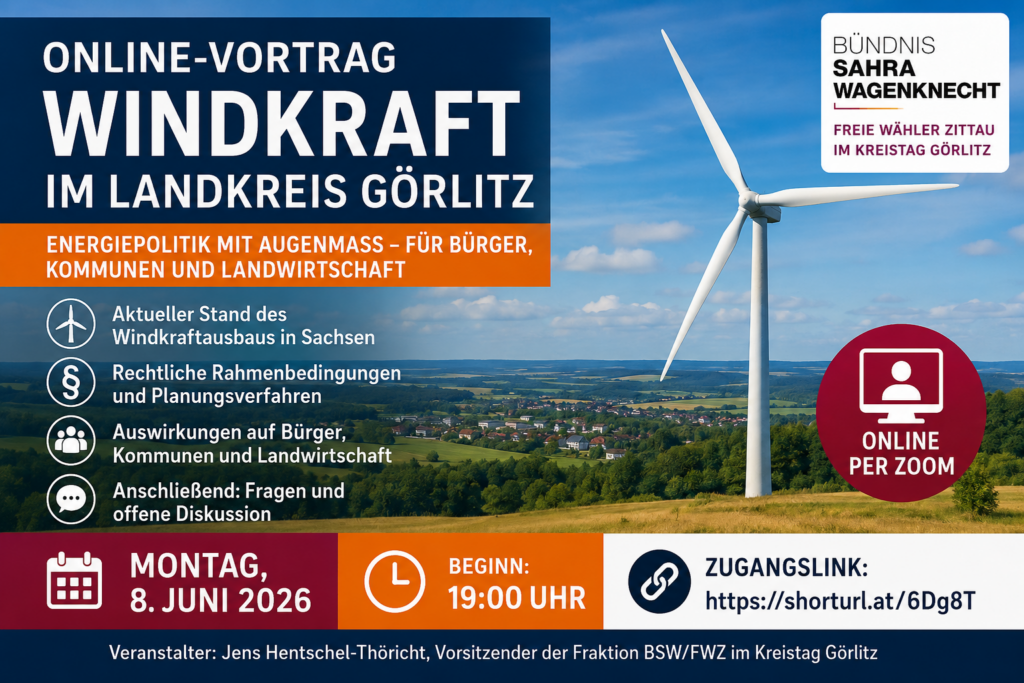 Windkraftanlage in ländlicher Landschaft im Landkreis Görlitz