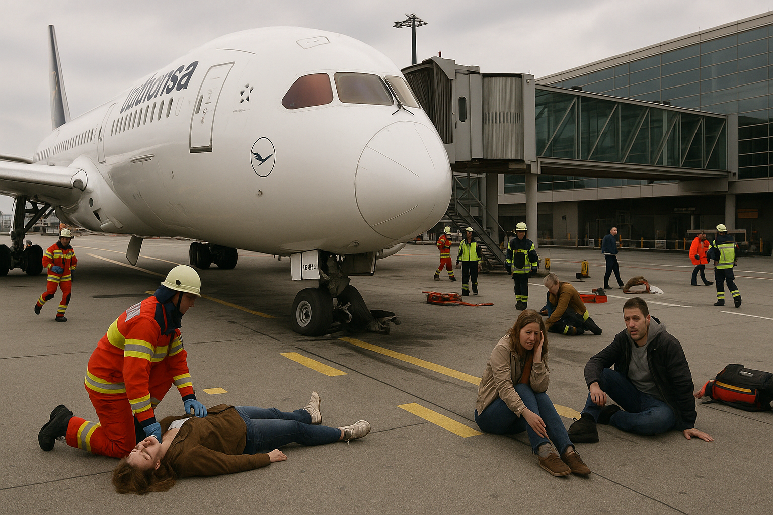 ✈️ Bugfahrwerk kollabiert: Lufthansa-Dreamliner am Gate in Frankfurt – mehrere Verletzte