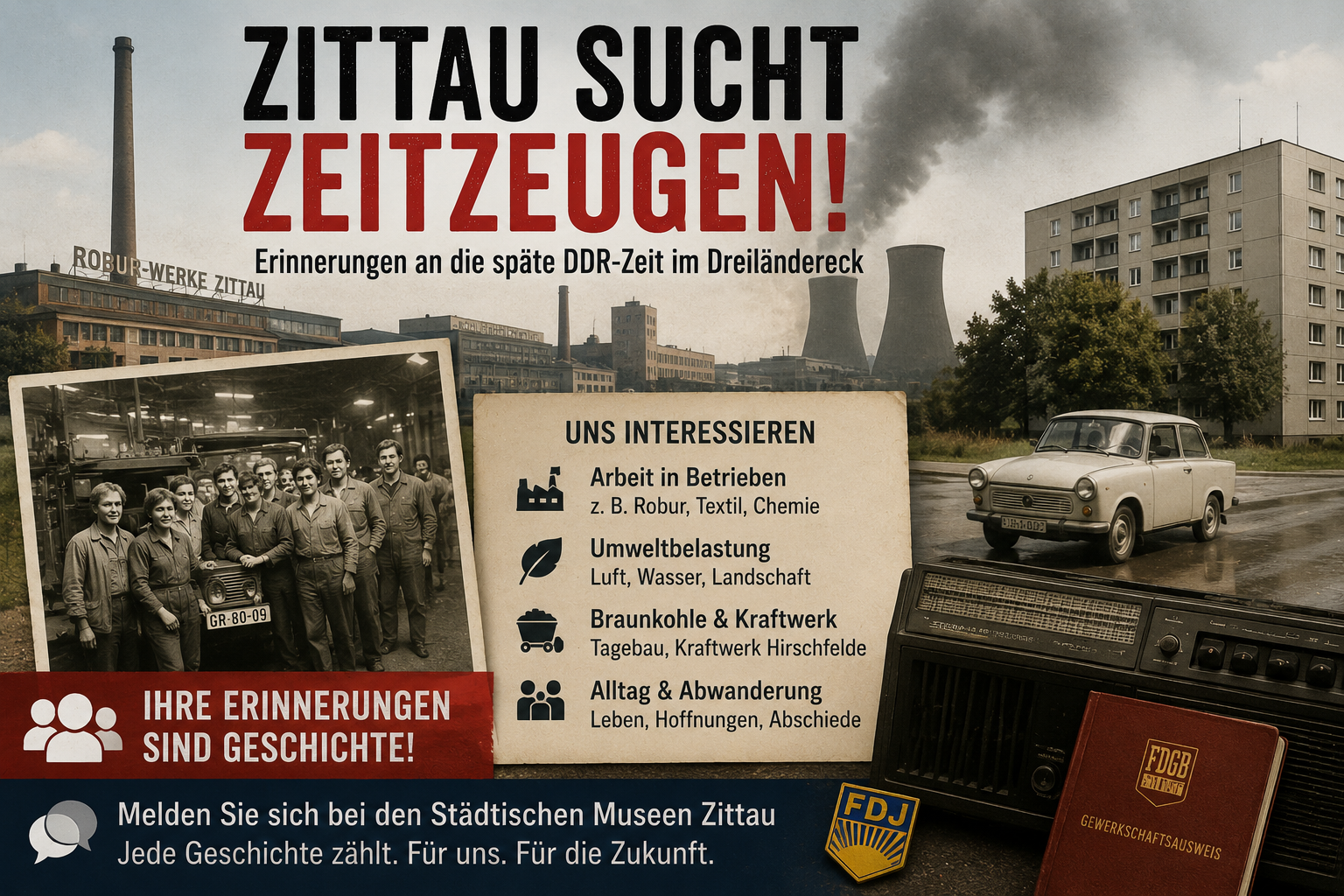Zittau sucht Zeitzeugen: Museen wollen Industrie, Umweltzerstörung und Abwanderung in der DDR aufarbeiten