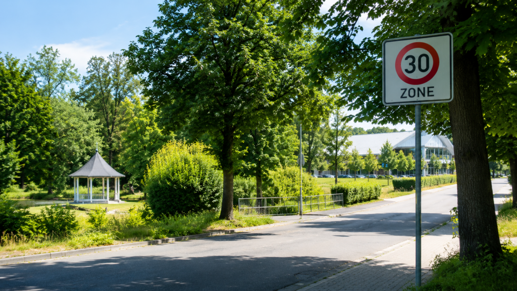 Neue Tempo-30-Zone am Westpark in Zittau zwischen Goldbachstraße und Pescheckstraße