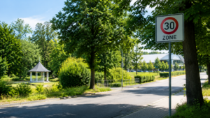 Neue Tempo-30-Zone am Westpark in Zittau zwischen Goldbachstraße und Pescheckstraße