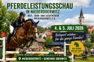 Pferdeleistungsschau in Niederoderwitz mit Reitsport und Besuchern am Wochenende