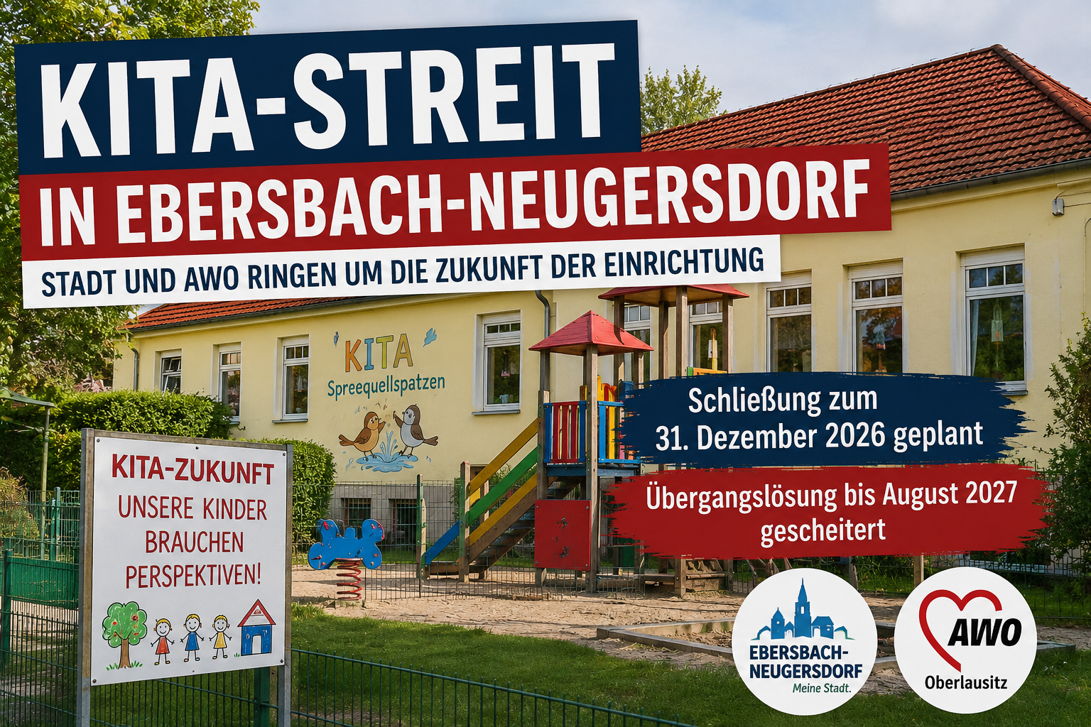 Kita-Streit in Ebersbach-Neugersdorf um die Zukunft der Spreequellspatzen und die Zusammenarbeit mit der AWO Oberlausitz