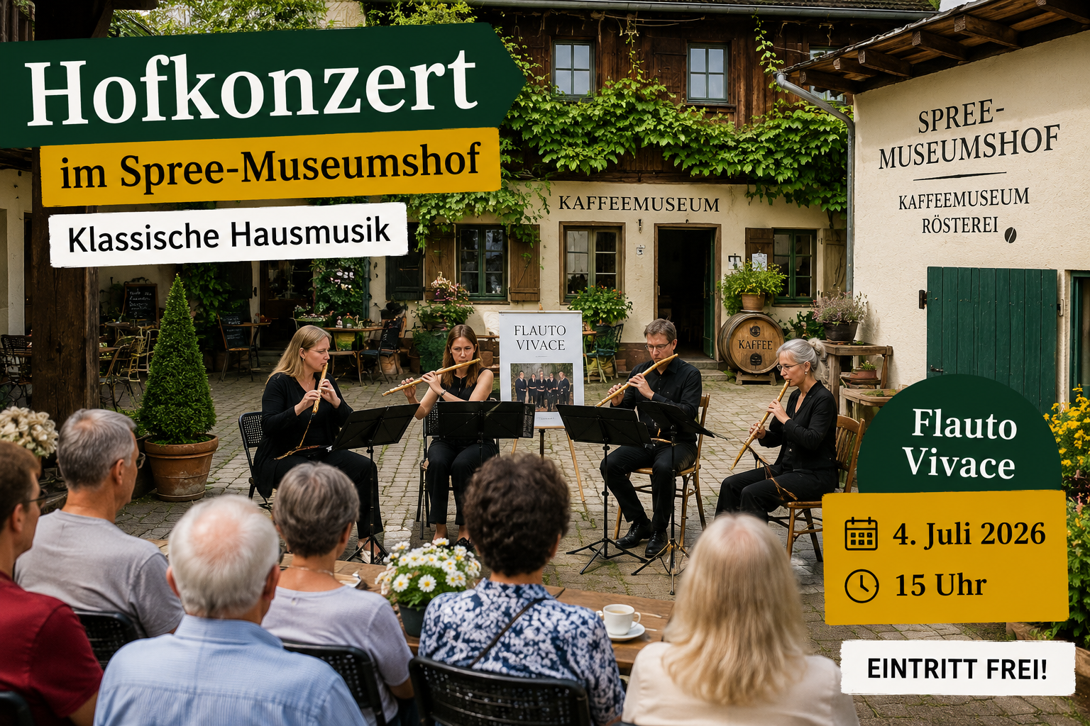 Flauto Vivace spielt klassische Hausmusik im Spree-Museumshof Ebersbach-Neugersdorf