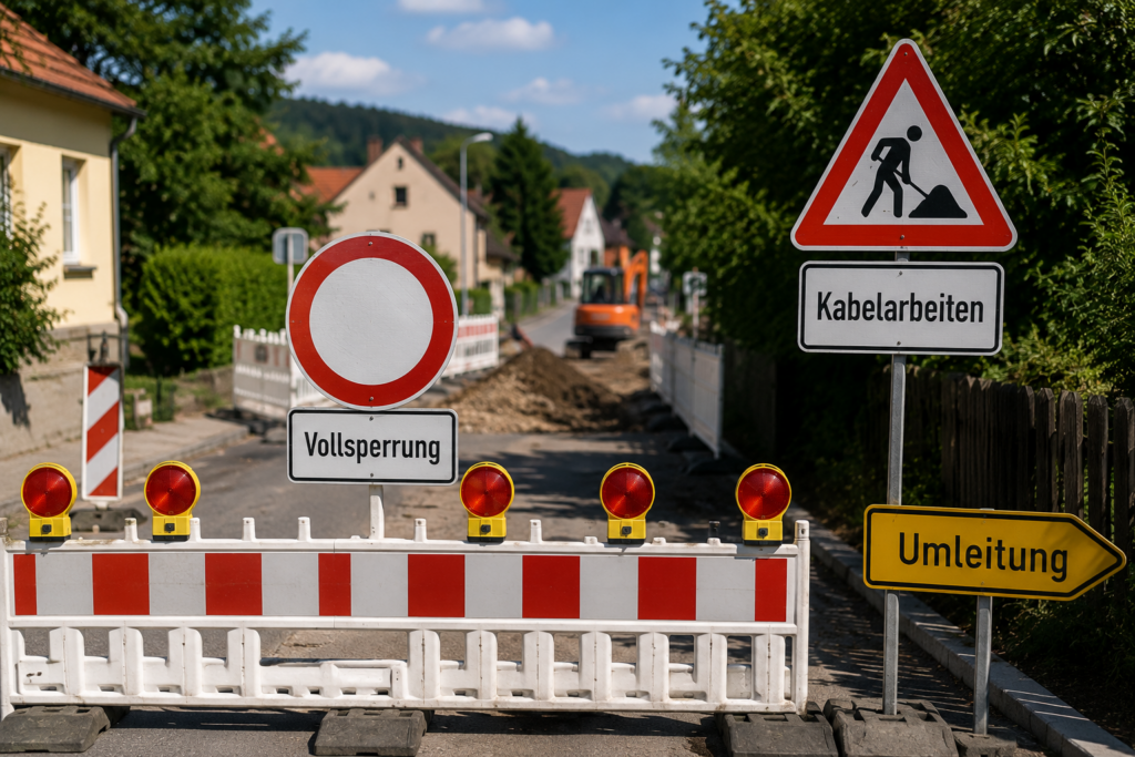 Vollsperrung der Schulstraße in Oderwitz wegen Kabelarbeiten