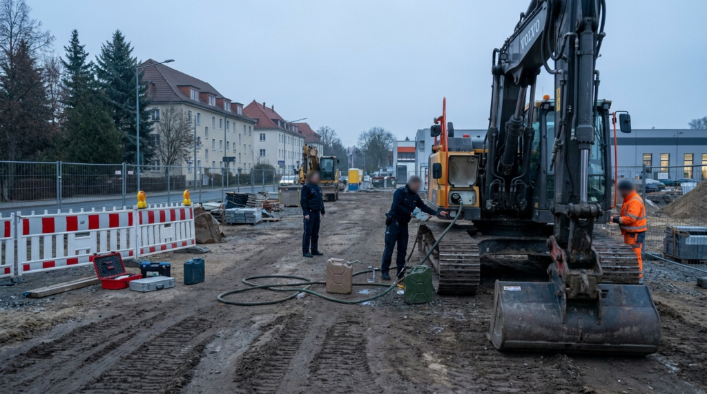 Dieseldiebstahl auf Baustelle in Zittau